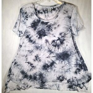 Active Life Tie Dye Shirt Womens Size Medium Black & Gray Rayon Soft‎ Activewear